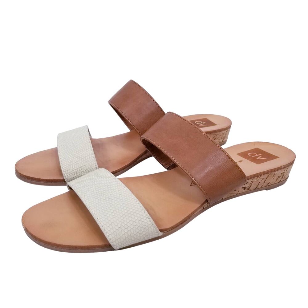 dv by Dolce Vita 2 Strap Sandals White Tan Size 9.5